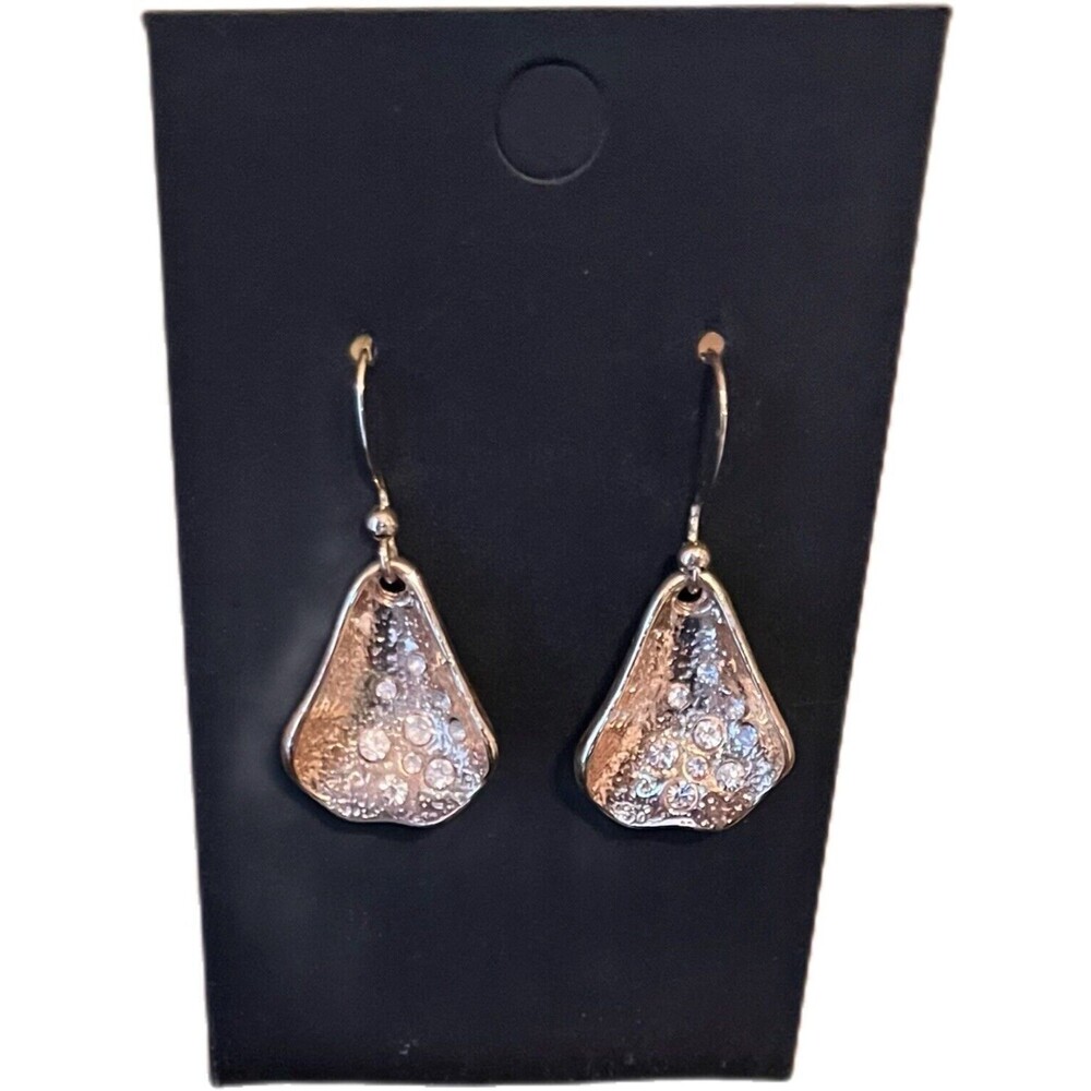 Stunning Gold Tone Pear Shaped Pierced Earrings with Rhinestones